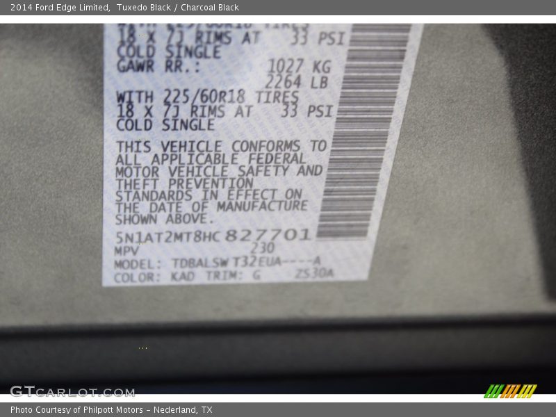 Tuxedo Black / Charcoal Black 2014 Ford Edge Limited