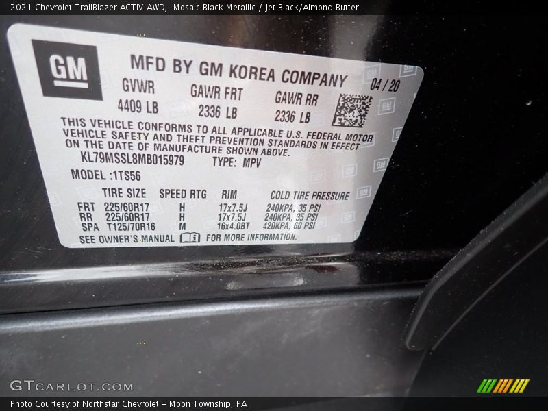 Mosaic Black Metallic / Jet Black/Almond Butter 2021 Chevrolet TrailBlazer ACTIV AWD