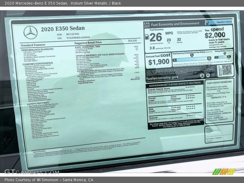 Iridium Silver Metallic / Black 2020 Mercedes-Benz E 350 Sedan