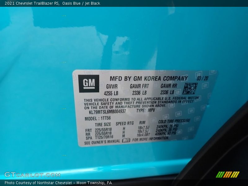Oasis Blue / Jet Black 2021 Chevrolet TrailBlazer RS