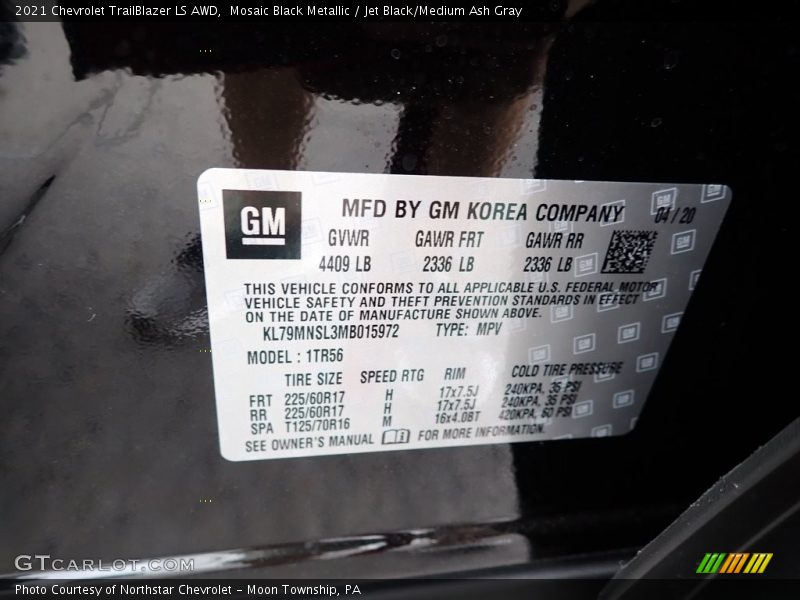 Mosaic Black Metallic / Jet Black/Medium Ash Gray 2021 Chevrolet TrailBlazer LS AWD