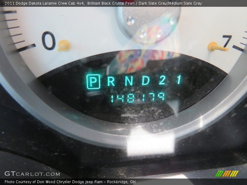 Brilliant Black Crystal Pearl / Dark Slate Gray/Medium Slate Gray 2011 Dodge Dakota Laramie Crew Cab 4x4