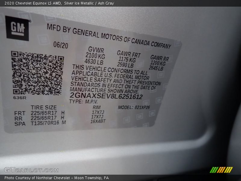 Silver Ice Metallic / Ash Gray 2020 Chevrolet Equinox LS AWD