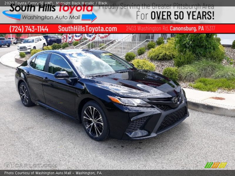 Midnight Black Metallic / Black 2020 Toyota Camry SE AWD