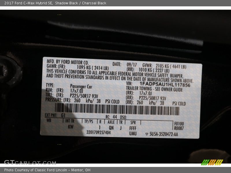 Shadow Black / Charcoal Black 2017 Ford C-Max Hybrid SE