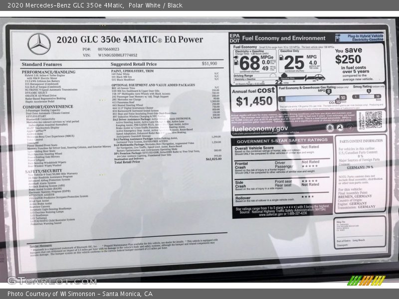 Polar White / Black 2020 Mercedes-Benz GLC 350e 4Matic