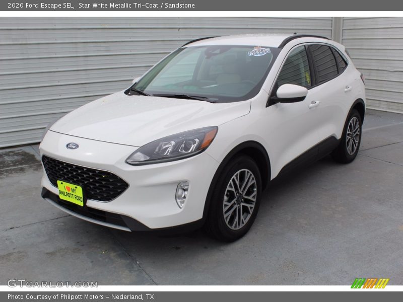 Star White Metallic Tri-Coat / Sandstone 2020 Ford Escape SEL
