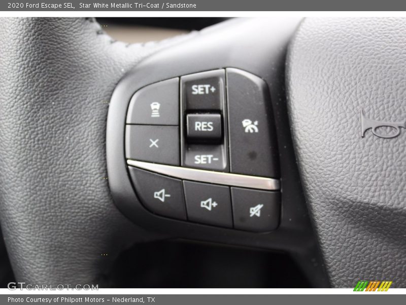 Star White Metallic Tri-Coat / Sandstone 2020 Ford Escape SEL