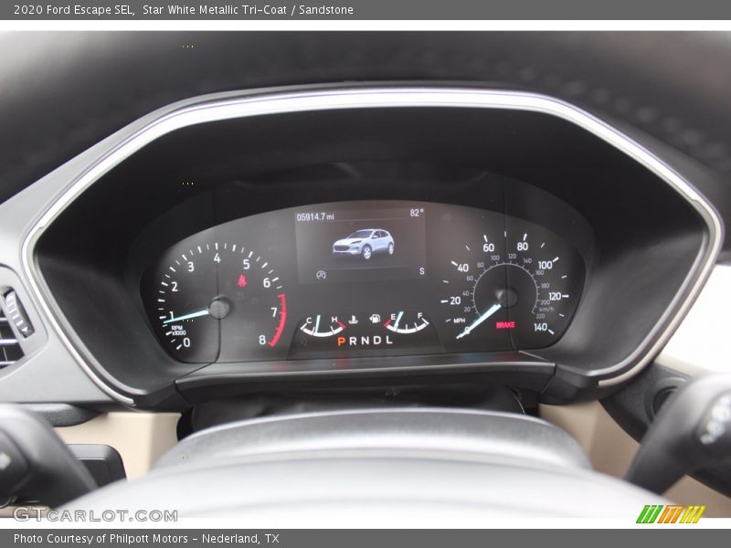 Star White Metallic Tri-Coat / Sandstone 2020 Ford Escape SEL