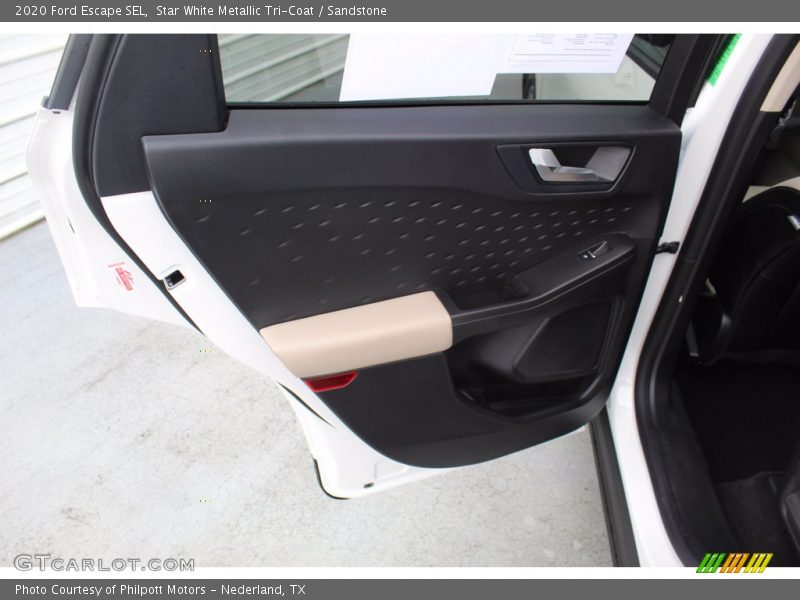Star White Metallic Tri-Coat / Sandstone 2020 Ford Escape SEL
