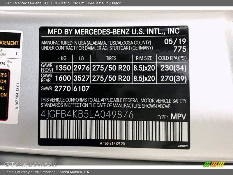 Iridium Silver Metallic / Black 2020 Mercedes-Benz GLE 350 4Matic