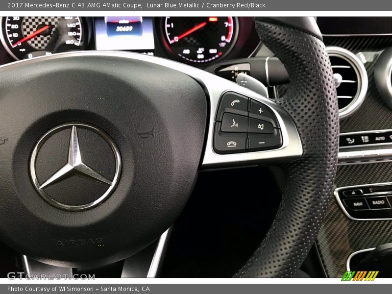 Lunar Blue Metallic / Cranberry Red/Black 2017 Mercedes-Benz C 43 AMG 4Matic Coupe