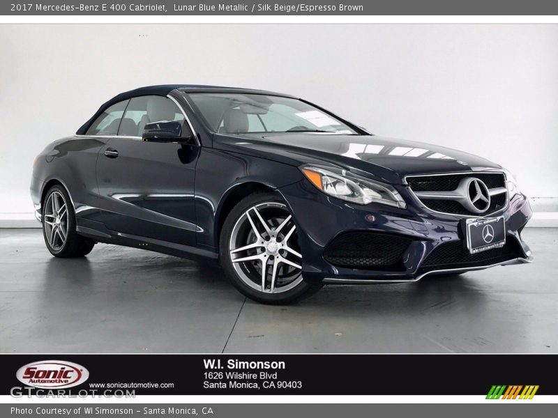 Lunar Blue Metallic / Silk Beige/Espresso Brown 2017 Mercedes-Benz E 400 Cabriolet