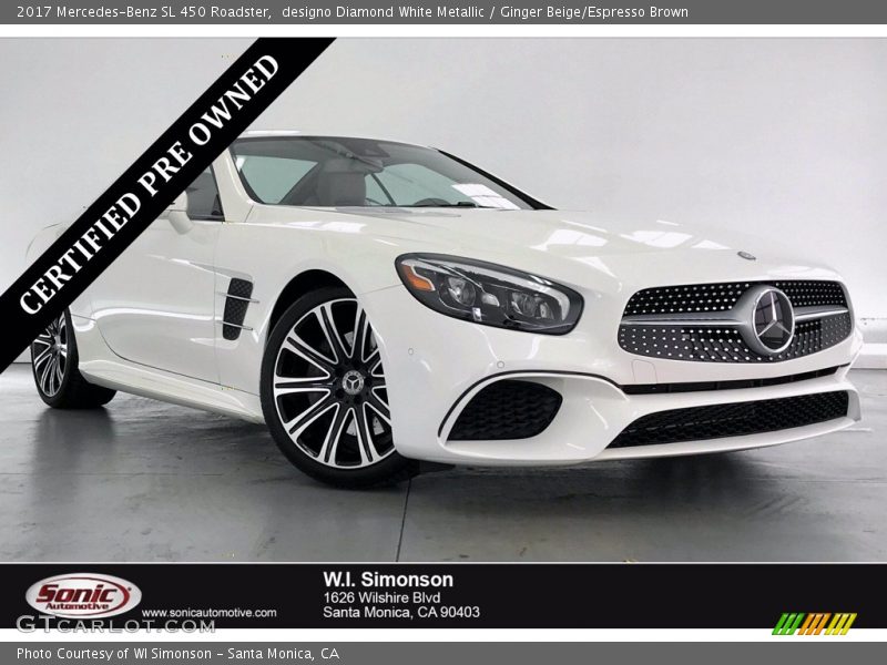 designo Diamond White Metallic / Ginger Beige/Espresso Brown 2017 Mercedes-Benz SL 450 Roadster