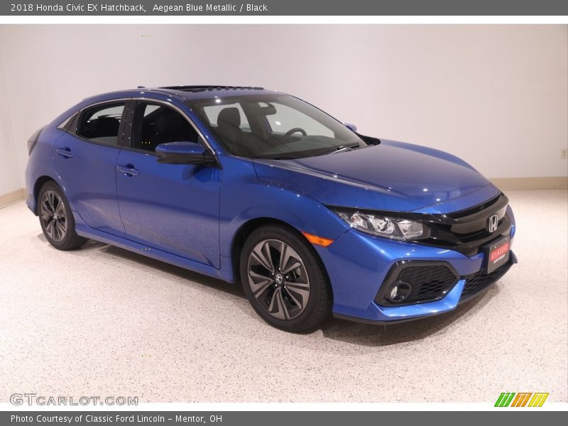 Aegean Blue Metallic / Black 2018 Honda Civic EX Hatchback