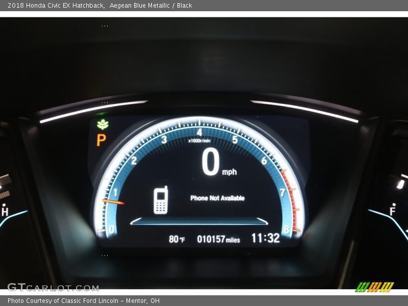Aegean Blue Metallic / Black 2018 Honda Civic EX Hatchback