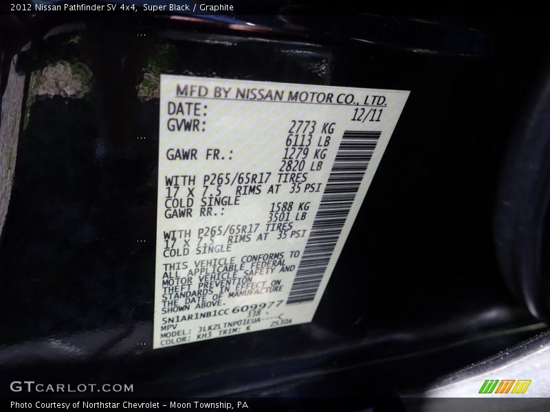 Super Black / Graphite 2012 Nissan Pathfinder SV 4x4