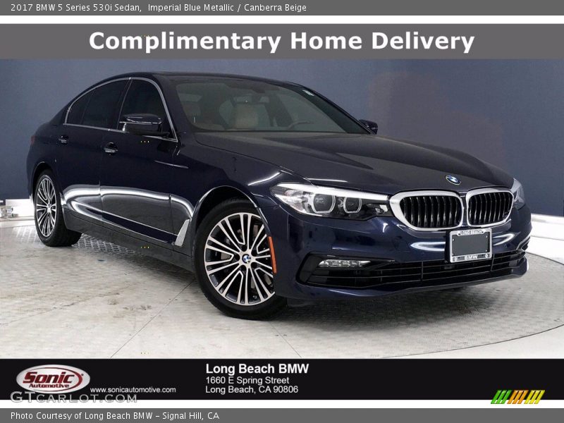 Imperial Blue Metallic / Canberra Beige 2017 BMW 5 Series 530i Sedan