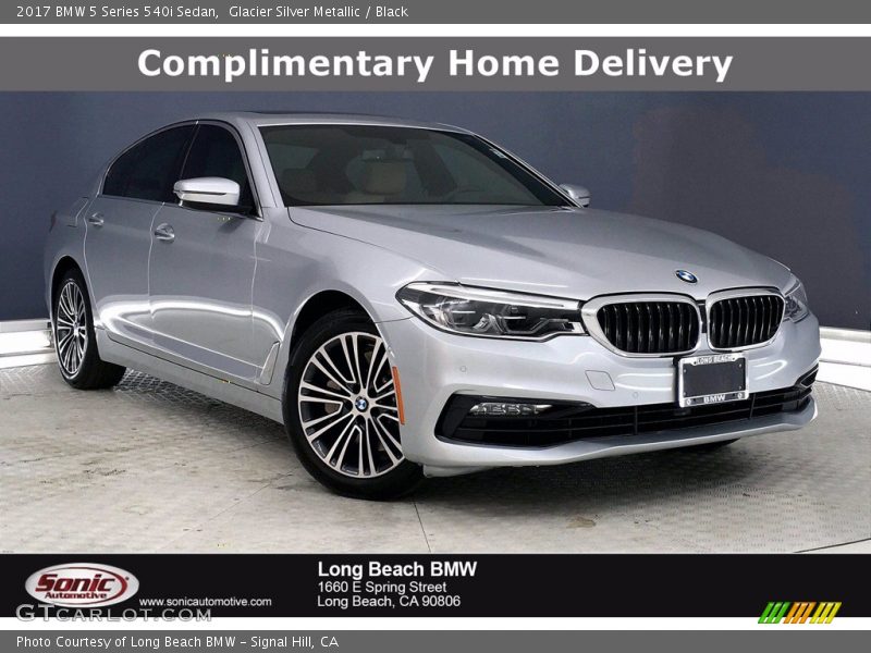 Glacier Silver Metallic / Black 2017 BMW 5 Series 540i Sedan