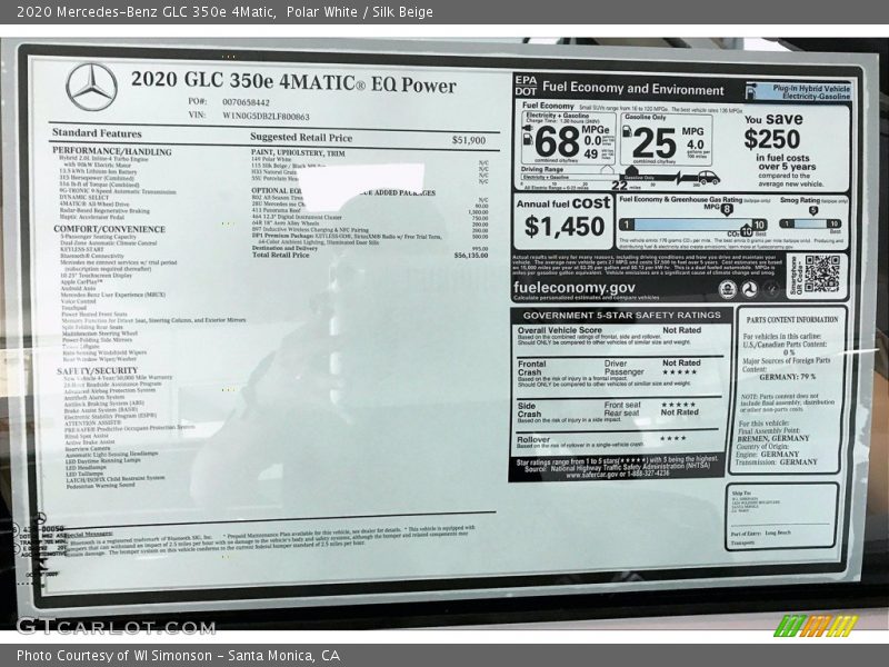 Polar White / Silk Beige 2020 Mercedes-Benz GLC 350e 4Matic