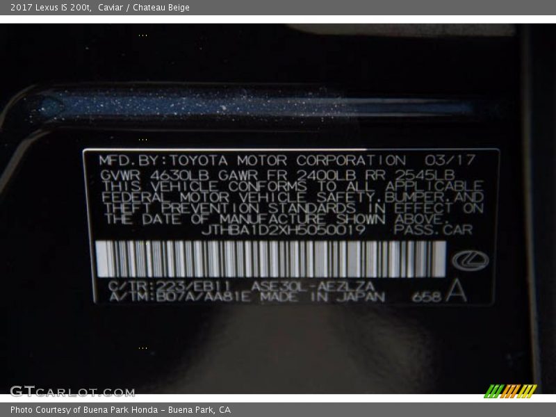 Caviar / Chateau Beige 2017 Lexus IS 200t
