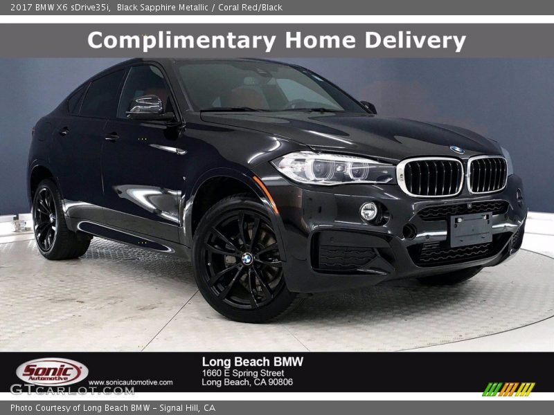 Black Sapphire Metallic / Coral Red/Black 2017 BMW X6 sDrive35i