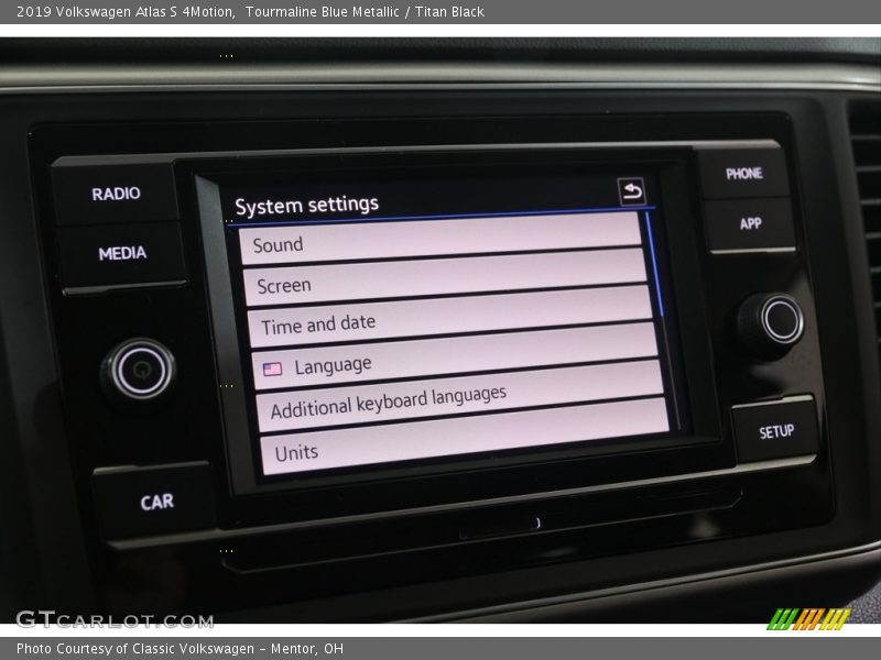 Tourmaline Blue Metallic / Titan Black 2019 Volkswagen Atlas S 4Motion