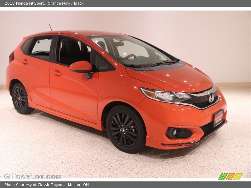 Orange Fury / Black 2018 Honda Fit Sport