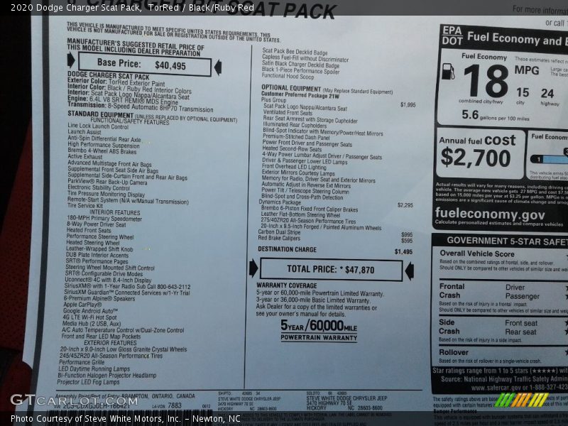 TorRed / Black/Ruby Red 2020 Dodge Charger Scat Pack