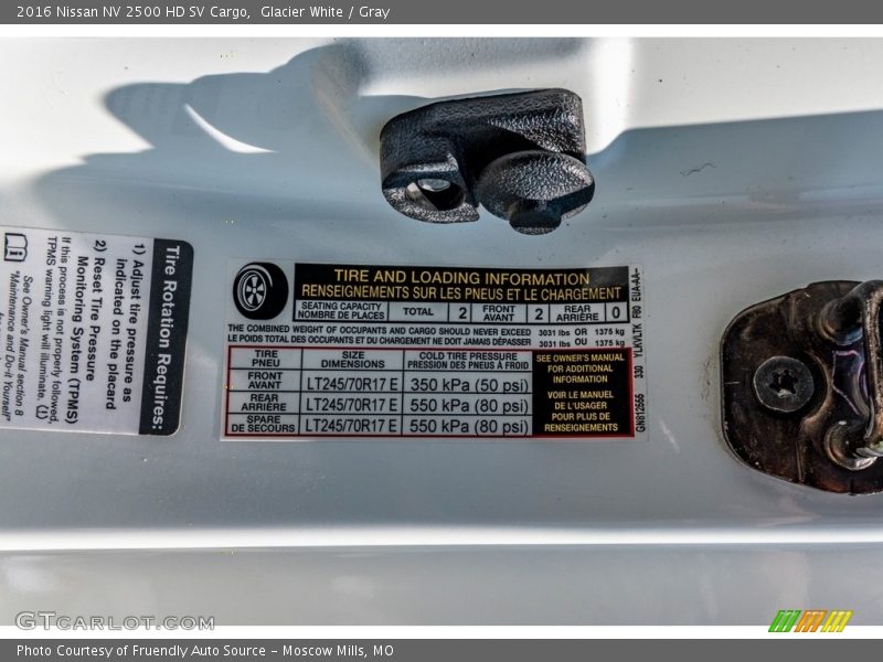 Glacier White / Gray 2016 Nissan NV 2500 HD SV Cargo