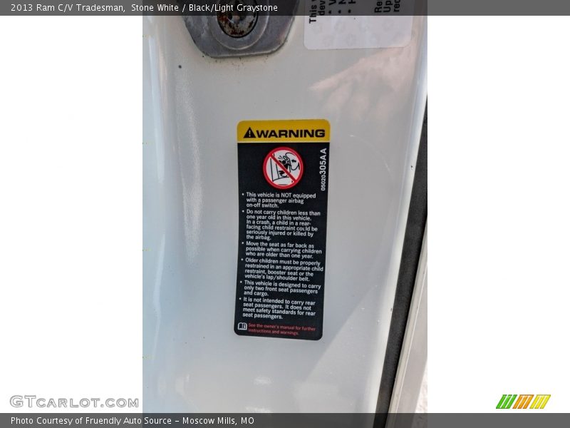 Stone White / Black/Light Graystone 2013 Ram C/V Tradesman