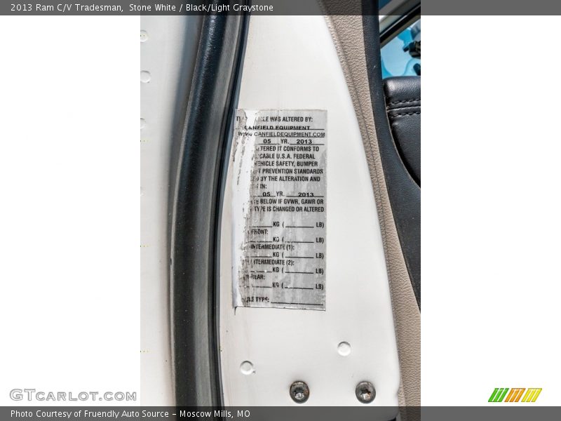 Stone White / Black/Light Graystone 2013 Ram C/V Tradesman