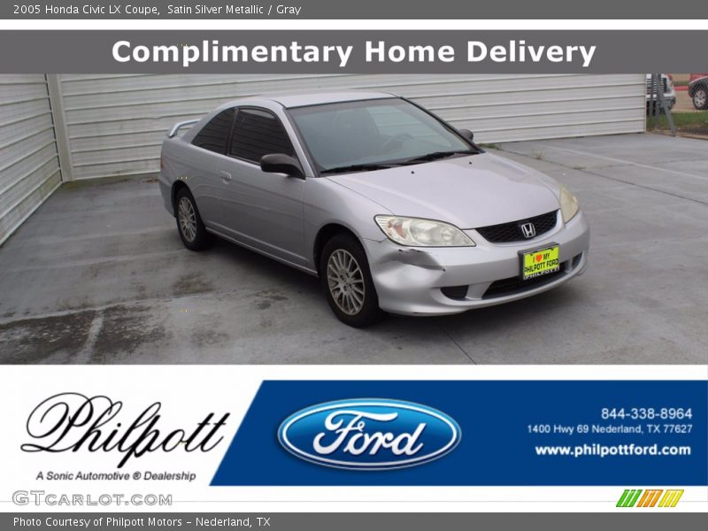 Satin Silver Metallic / Gray 2005 Honda Civic LX Coupe