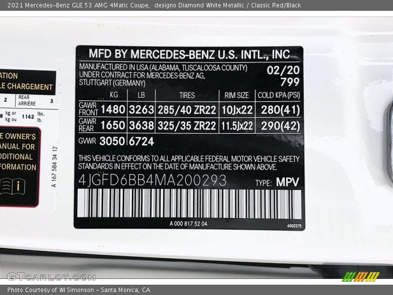 2021 GLE 53 AMG 4Matic Coupe designo Diamond White Metallic Color Code 799