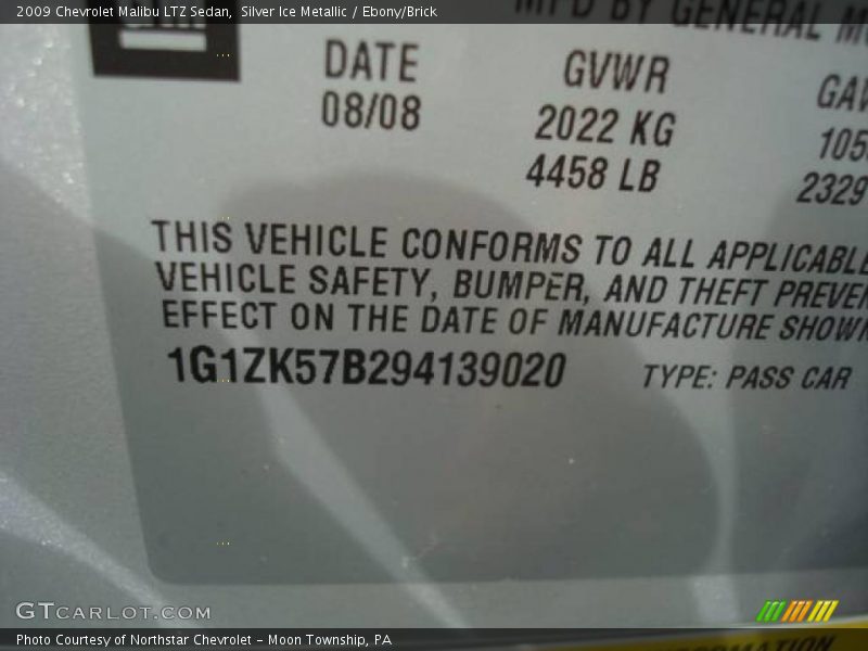 Silver Ice Metallic / Ebony/Brick 2009 Chevrolet Malibu LTZ Sedan
