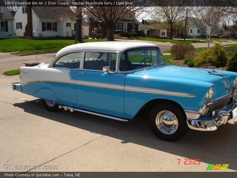 Nassau Blue/India Ivory / Light Blue 1956 Chevrolet Bel Air 2 Door Coupe