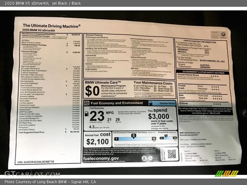 Jet Black / Black 2020 BMW X5 sDrive40i