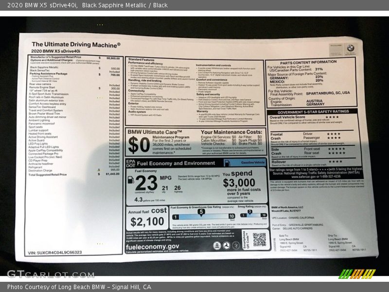 Black Sapphire Metallic / Black 2020 BMW X5 sDrive40i