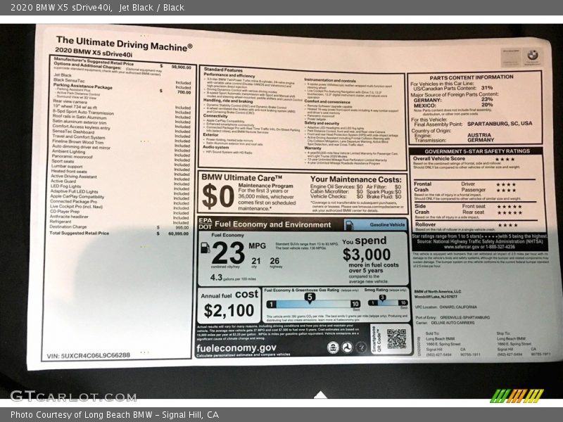 Jet Black / Black 2020 BMW X5 sDrive40i