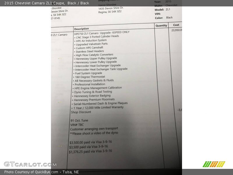 Black / Black 2015 Chevrolet Camaro ZL1 Coupe