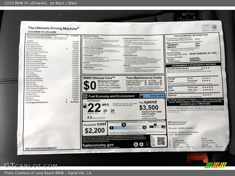 Jet Black / Black 2020 BMW X5 xDrive40i
