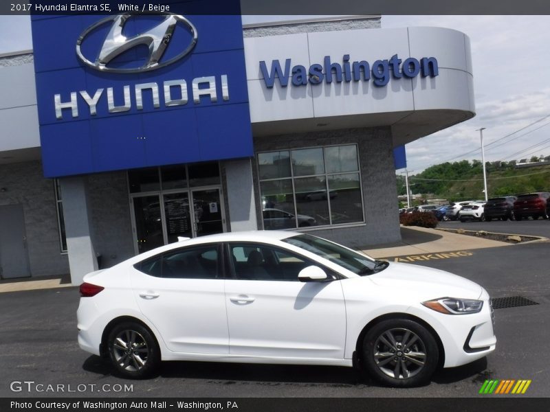 White / Beige 2017 Hyundai Elantra SE