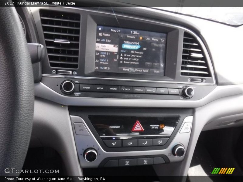 White / Beige 2017 Hyundai Elantra SE