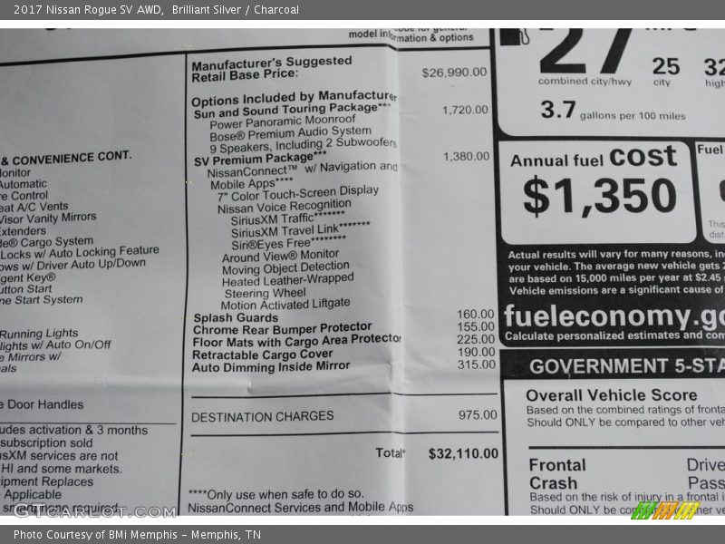 Brilliant Silver / Charcoal 2017 Nissan Rogue SV AWD