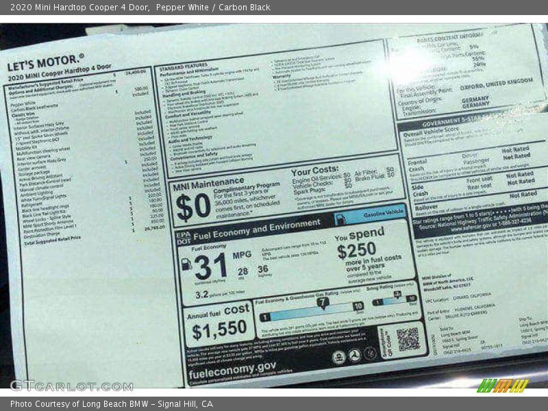 Pepper White / Carbon Black 2020 Mini Hardtop Cooper 4 Door
