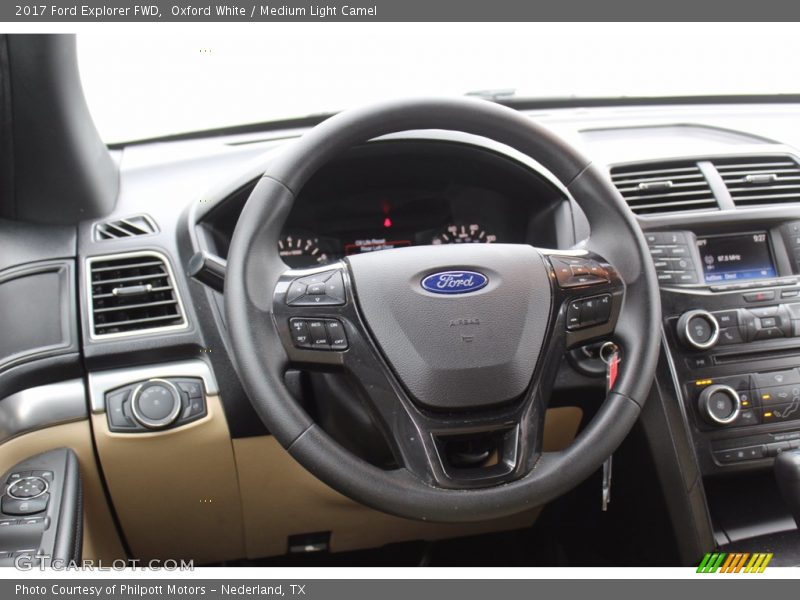 Oxford White / Medium Light Camel 2017 Ford Explorer FWD