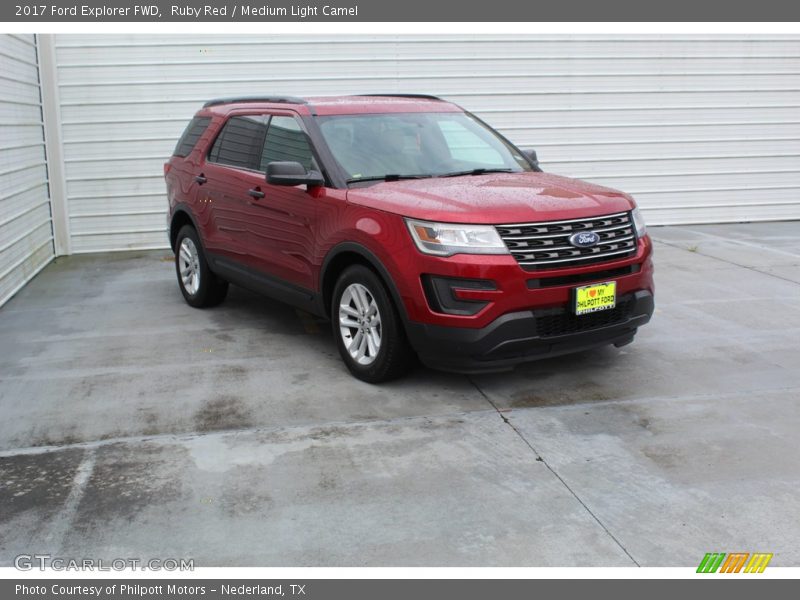 Ruby Red / Medium Light Camel 2017 Ford Explorer FWD