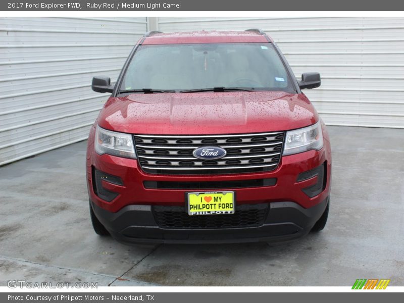 Ruby Red / Medium Light Camel 2017 Ford Explorer FWD