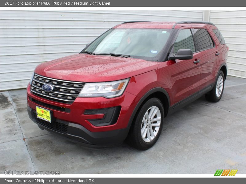Ruby Red / Medium Light Camel 2017 Ford Explorer FWD