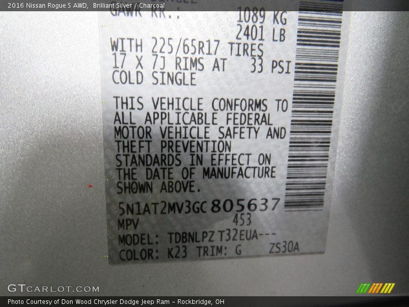 Brilliant Silver / Charcoal 2016 Nissan Rogue S AWD